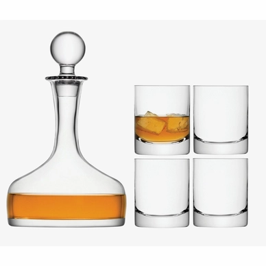 Whiskyset L.S.A. Bar Decanteerkaraf 1,6 liter met 4 Whisky Glazen 250 ml