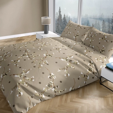 Dekbedovertrek Romanette Winterblossom Beige Taupe Flanel