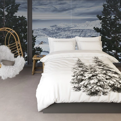 Dekbedovertrek Romanette Winterpine Grijs Wit Flanel