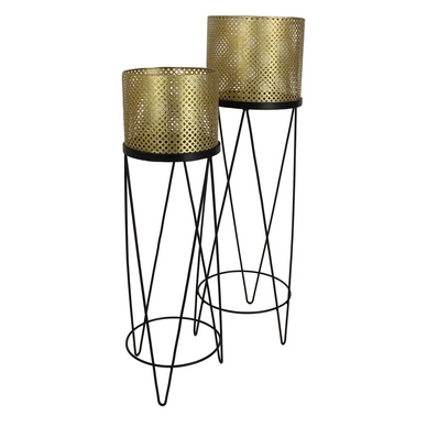 Kandelaar HD Living Hurricane Gold 31 x 31 x 108 cm (2-Delig)