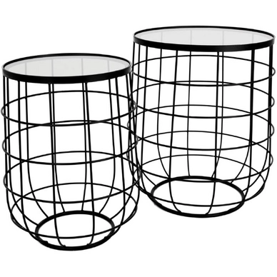 Bijzettafel HD Living Metal Black 54 x 54 x 61 cm (set van 2)