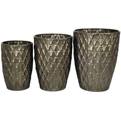 Bloempot HD Living Bronze 38,5 x 38,5 x 49,5 cm (3-Delig)
