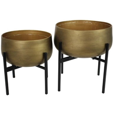 Bloempot HD Living Gold 35 x 35 x 37,5 cm (2-Delig)