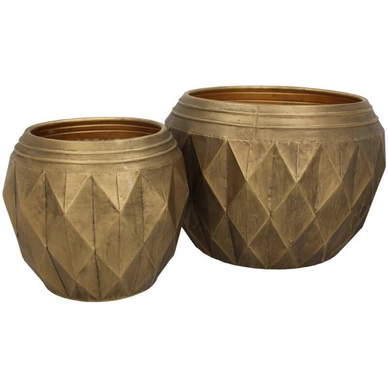 Bloempot HD Living Gold 37,5 x 37,5 x 25,5 cm (2-Delig)