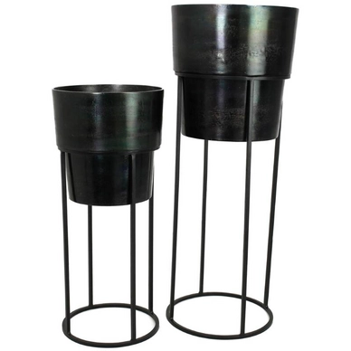 Bloempot HD Living Black 35 x 35 x 93 cm (2-Delig)