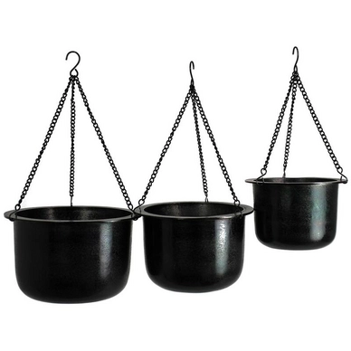 Bloempot HD Living Black 38 x 38 x 23 cm (3-Delig)