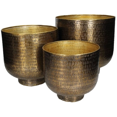 Bloempot HD Living Bronze 28 x 28 x 28 cm (3-Delig)