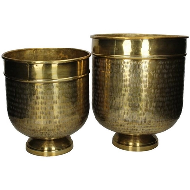 Bloempot HD Living Gold 28 x 28 x 34 cm (2-Delig)