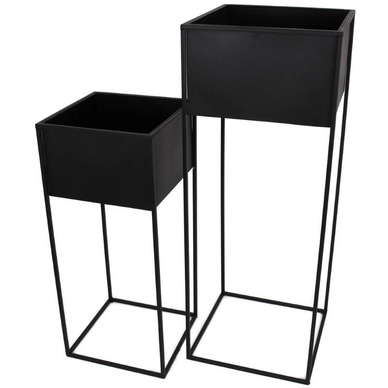 Bloempot HD Living Black 37 x 37 x 98 cm (2-Delig)