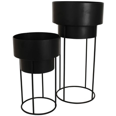 Bloempot HD Living Black 38 x 38 x 75,5 cm (2-Delig)