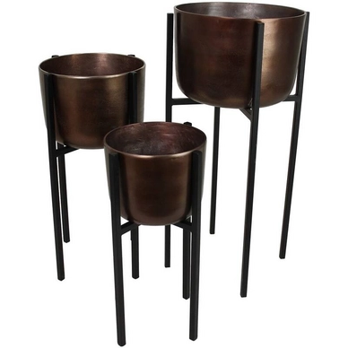 Bloempot HD Living Brown 38 x 38 x 75 cm (3-Delig)