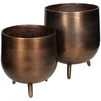 Bloempot HD Living Brown 25 x 25 x 29 cm (2-Delig)