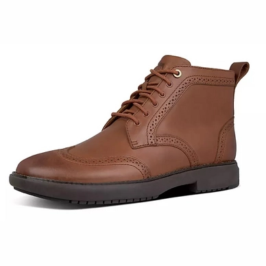 FitFlop Men Odyn Brogue Boot Leather Dark Tan
