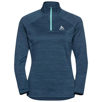 Longsleeve Odlo Women Mid Layer 1/2 Zip Run Easy Warm Blue Wing Teal Melange