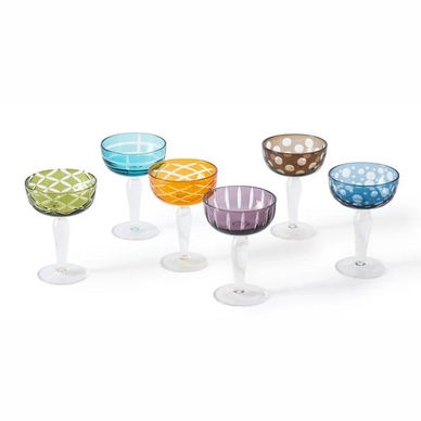 Champagneglas POLSPOTTEN Coupe Cuttings Multicolour (Set van 6)