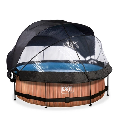 Zwembad EXIT Timber Style Ø300 + Filterpomp + Overkapping + Zonnedak