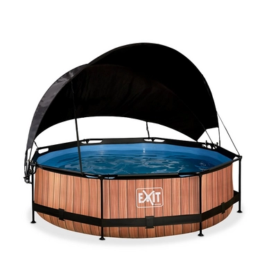 Zwembad EXIT Timber Style Ø300 + Filterpomp + Zonnedak