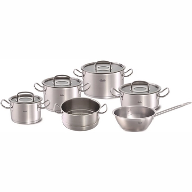Pannenset Fissler Pure-Profi Collection Met Serveerpan Steelpan En RVS Deksels 6-Delig