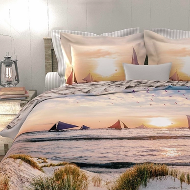 Dekbedovertrek Heckett & Lane Dylan Sunset Natural Satijn