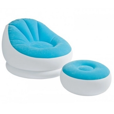 Loungestoel Intex Cafe Chaise Chair Met Poef Blauw