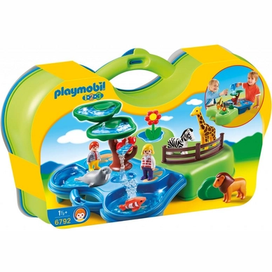 Playmobil 1.2.3. Meeneem Dierentuin Met Waterpartij 6792