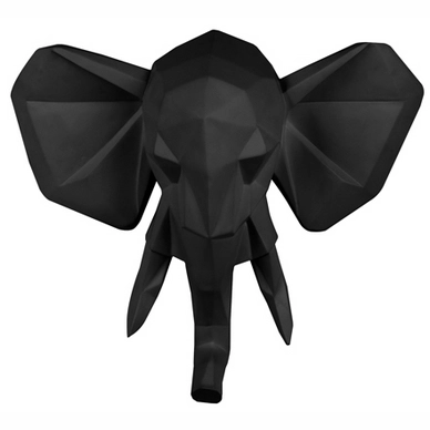 Beeld muur PT Living Origami Elephant Polyresin Matt Black