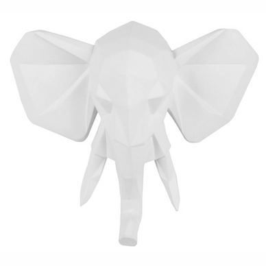 Beeld muur PT Living Origami Elephant Polyresin Matt White