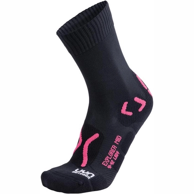 Wandelsok Uyn Women Trekking Outdoor Explorer Mid Black Pink Paradise
