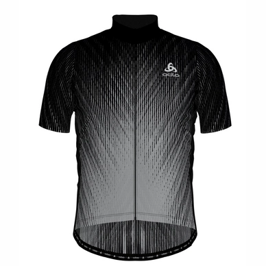 Fahrradshirt Odlo Stand-Up Collar S/S Full Zip Element Black Odlo Silver Grey Herren