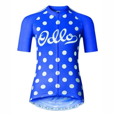 Fietsshirt Odlo Womens Stand-Up Collar S/S Full Zip Ride Spectrum Blue