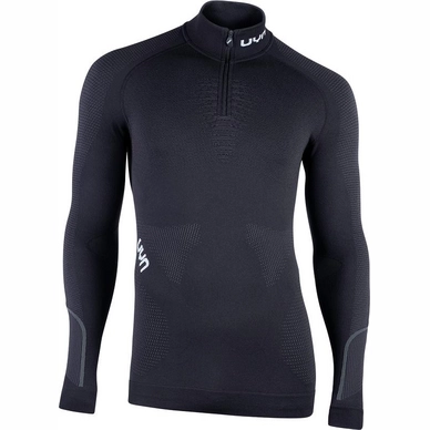 Maillot de Corps Uyn Men Ambityon L/S Zip Up Turtle Neck Blackboard Black White