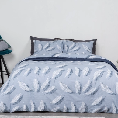 Dekbedovertrek Nightlife Snow Feathers Blue Flanel