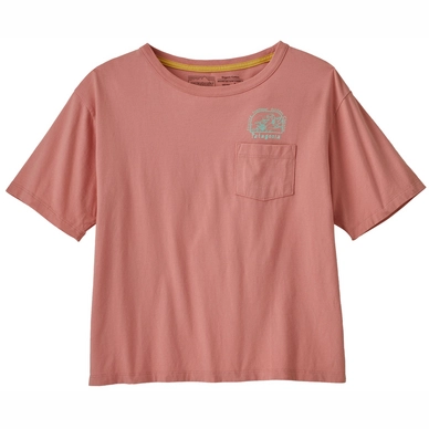 T-Shirt Patagonia Damen Lost And Found Organic Easy Cut Pocket Tee Sunfade Pink