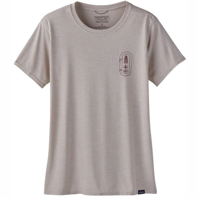 T-shirt Patagonia Femme Cap Cool Daily Graphic Shirt Lands Clean Climb Bloom Pumice X Dye