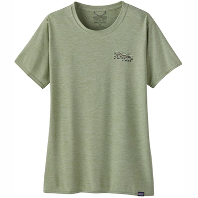 T-Shirt Patagonia Femme Cap Cool Daily Graphic Shirt Lands Protect Pedal Salvia Green X Dye