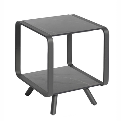 Bijzettafel Borek Double O Alu Antraciet / Kelya 38 x 38 x 47 cm