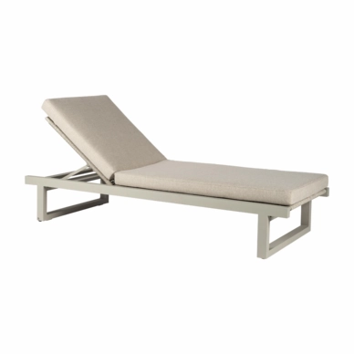 Ligbed Borek Ovar Verrijdbaar White-Taupe + Kussen Dune