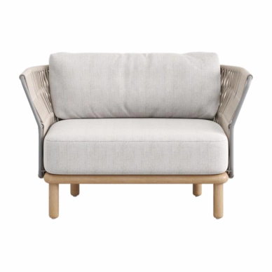 Loungestoel Borek Levante Lage Fauteuil Sepia Grey + Zit- & Rugkussen Shell
