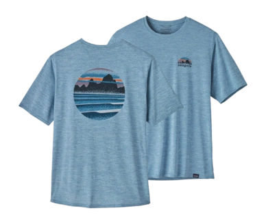 T-Shirt Patagonia Homme Cap Cool Daily Graphic Shirt Skyline Stencil Steam Blue X Dye
