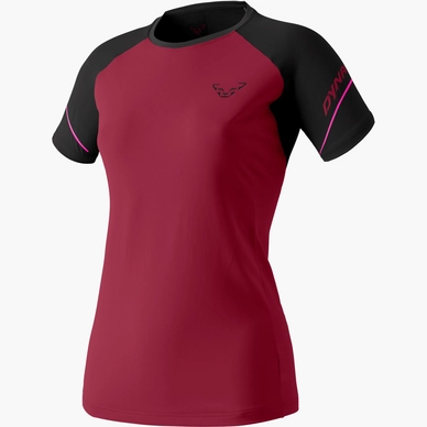 Hardloopshirt Dynafit Women Alpine Pro Short Sleeve Black Out Beet Red