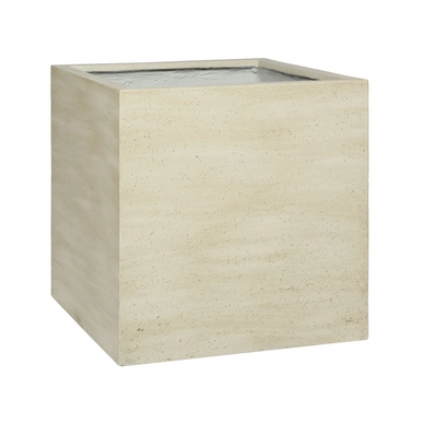 Bloempot Pottery Pots Cement and Stone Block L Beige Washed 50 x 50 x 50 cm