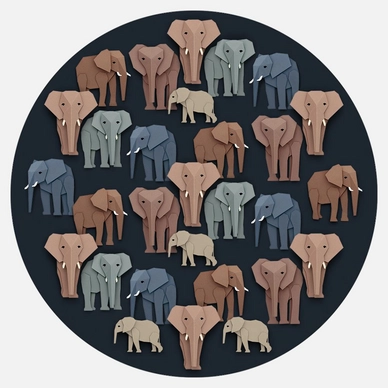 Papier Peint Cercle Studio Ditte Éléphants (95 cm)