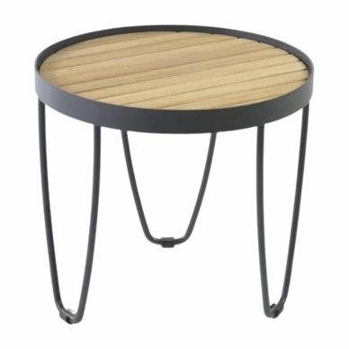 Bijzettafel Borek Pesaro Teak/Alu Antraciet Ø 45,5 x 41,5cm