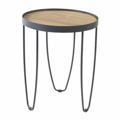 Bijzettafel Borek Pesaro Teak/Alu Antraciet Ø 45,5 x 56,5cm