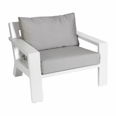 Loungestoel Borek Viking Lage Fauteuil Alu Wit + Zit- & Rugkussen White