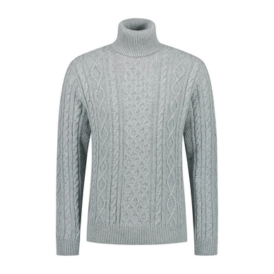 Trui Blue Loop Men Essential Cable Sweater Light Grey