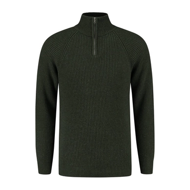 Trui Blue Loop Men Essential Half Zip Sweater Deep Green Melange