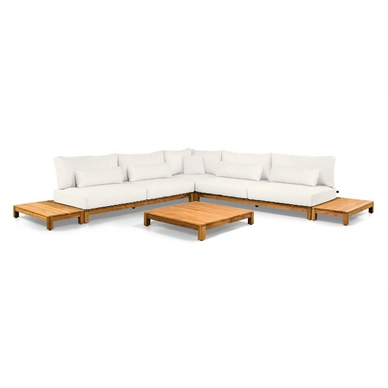 Loungeset Suns Portofino Small Hoekopstelling 2x2 Seater Natural New Teak / Natural Mixed Weave (6-delig)