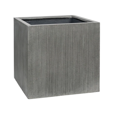 Bloempot Pottery Pots Ridged Block L Dark Grey Horizontally Ridged 50 x 50 x 50 cm