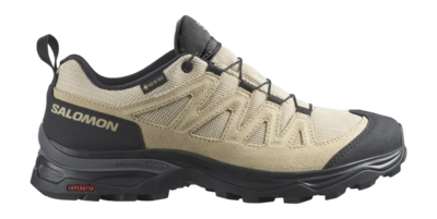 Wandelschoen Salomon Women X Ward Leather GTX Bleached Sand Black Safari